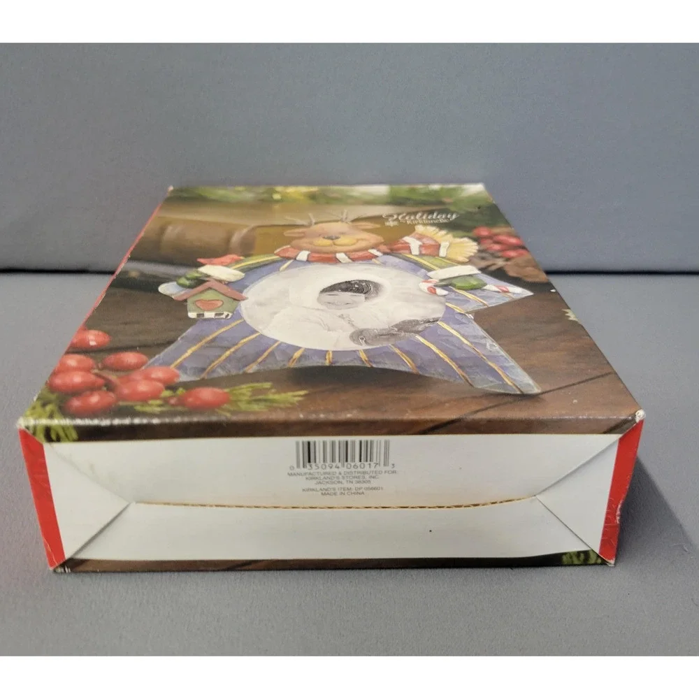 Kirkland's Holiday Reindeer Resin Photo Frame Tabletop Christmas Decor with‎ Box